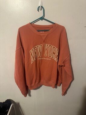 American Eagle Outfitters Coral Ribbed Crewneck Sweatshirt